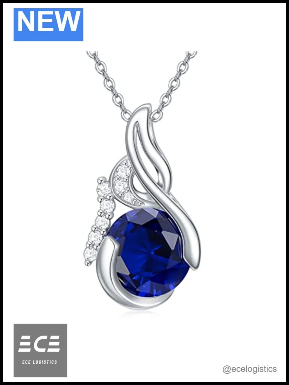 Sterling Silver Sapphire Birthstone Pendant Necklace 18 Inch September Gift